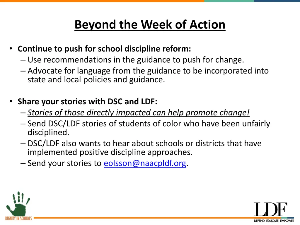 beyond the week of action