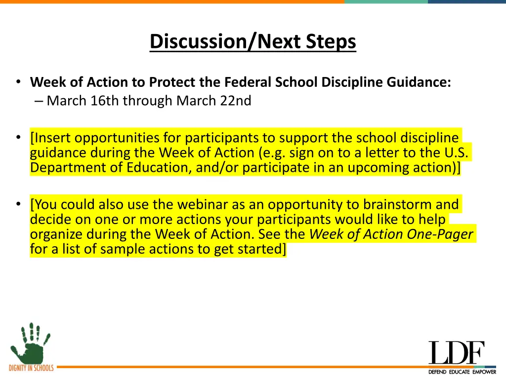 discussion next steps