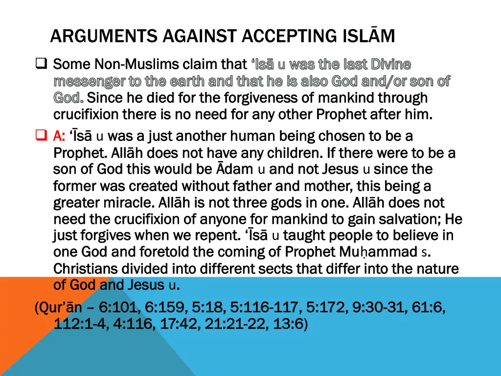 arguments against accepting isl m 1