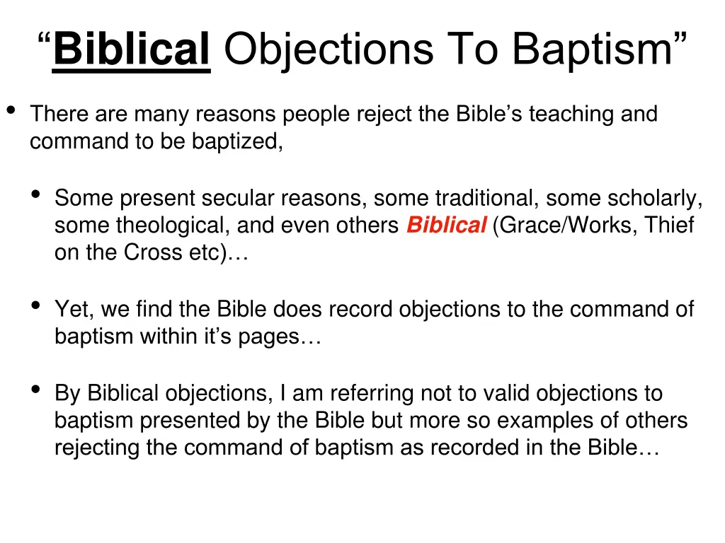biblical objections to baptism