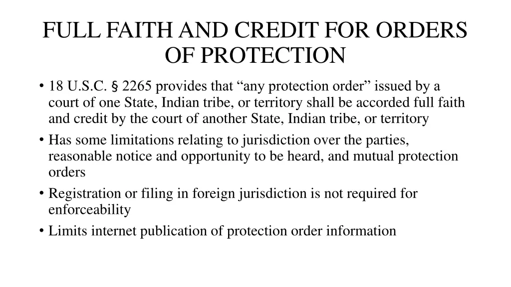 full faith and credit for orders of protection
