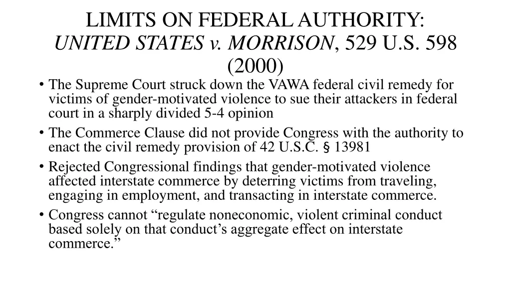limits on federal authority united states