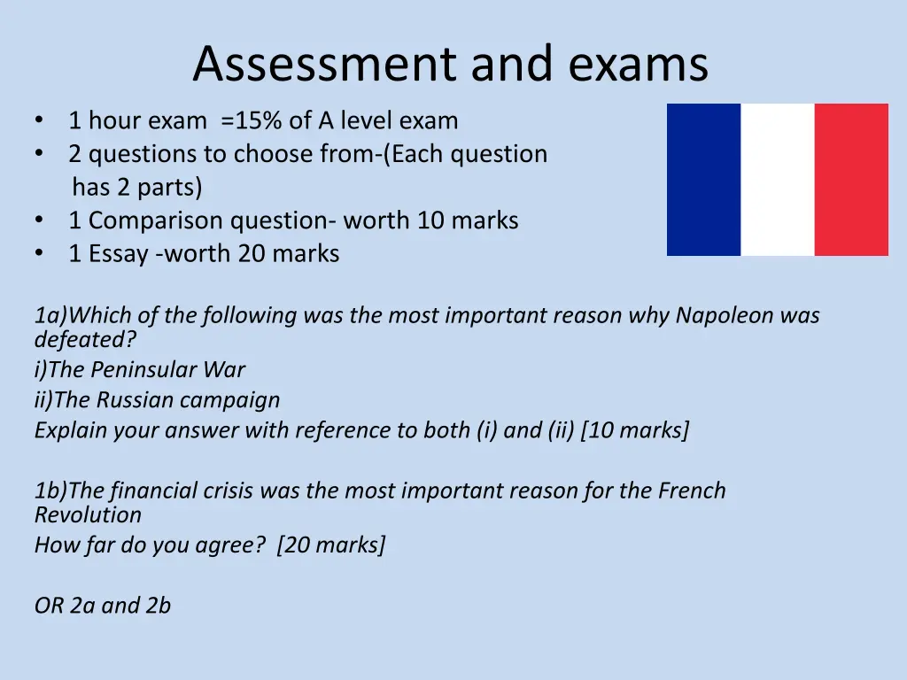 assessment and exams 1 hour exam 15 of a level