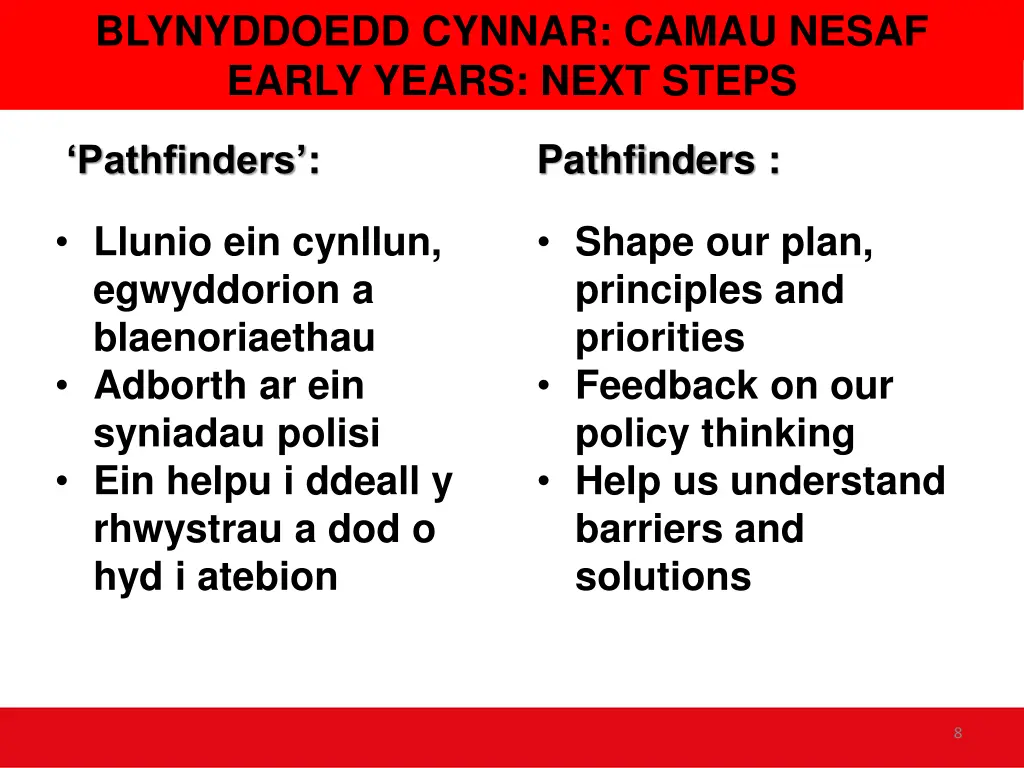 blynyddoedd cynnar camau nesaf early years next