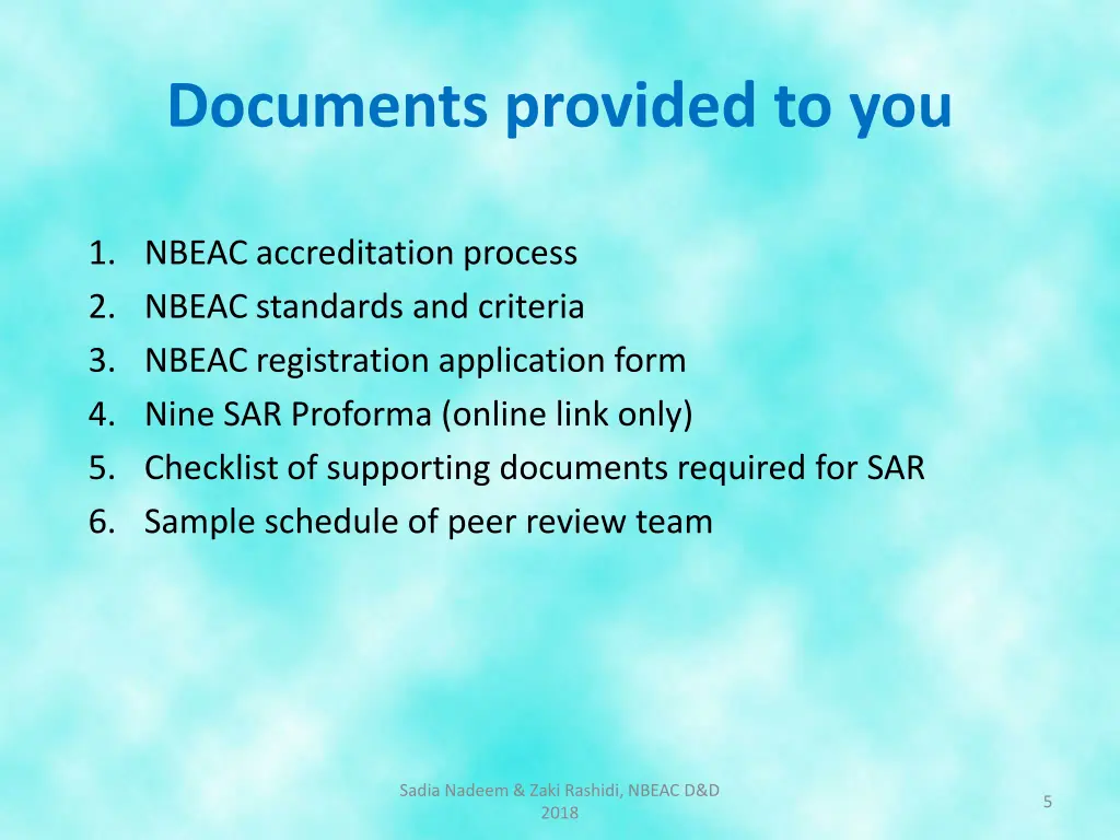 documents provided to you