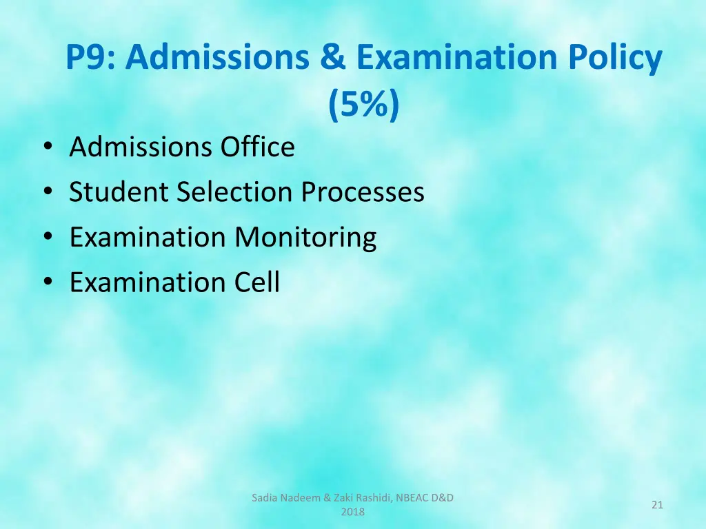 p9 admissions examination policy 5 admissions