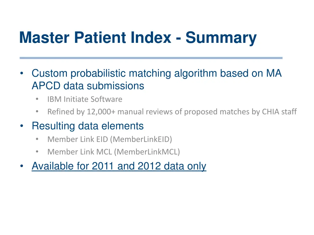 master patient index summary