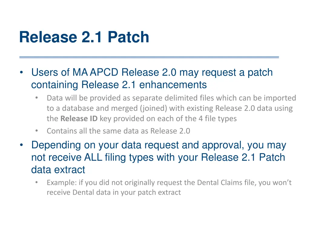 release 2 1 patch