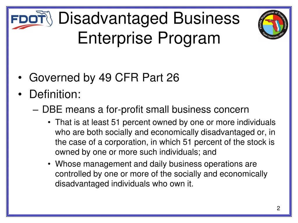 disadvantaged business enterprise program