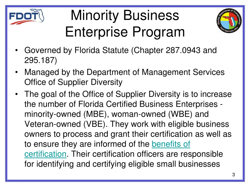 minority business enterprise program