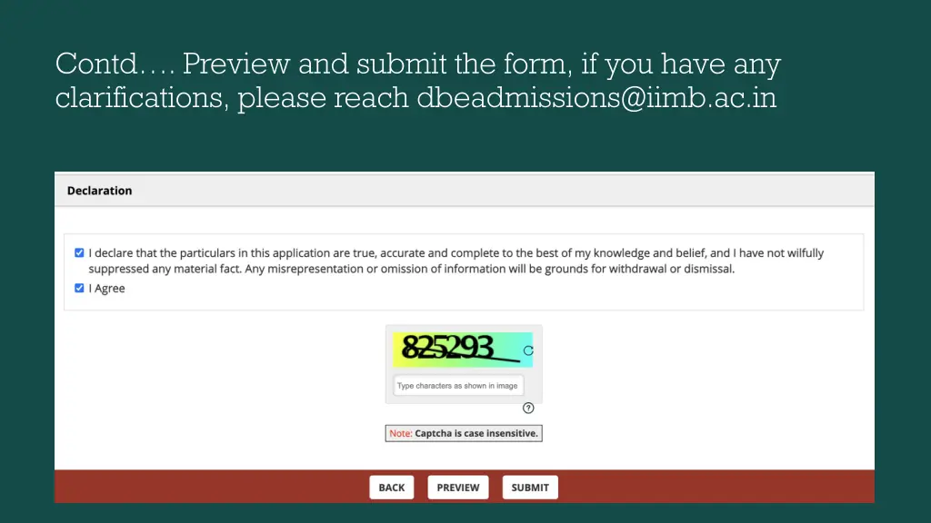 contd preview and submit the form if you have