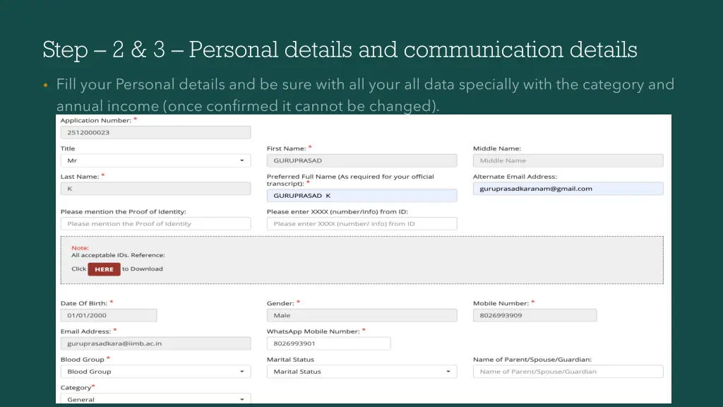 step 2 3 personal details and communication