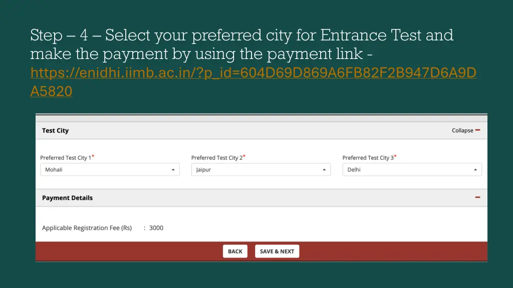 step 4 select your preferred city for entrance