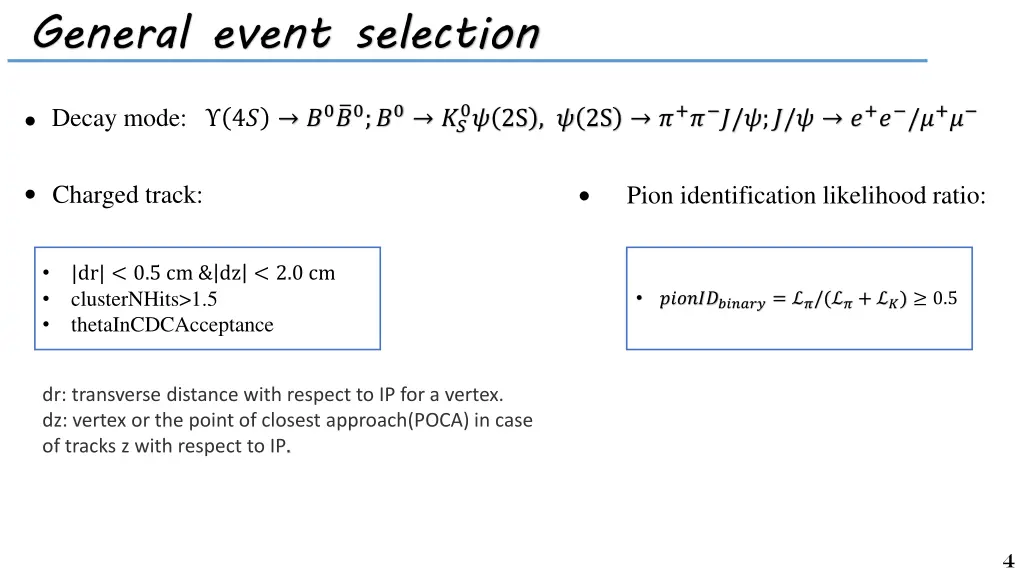 general event selection