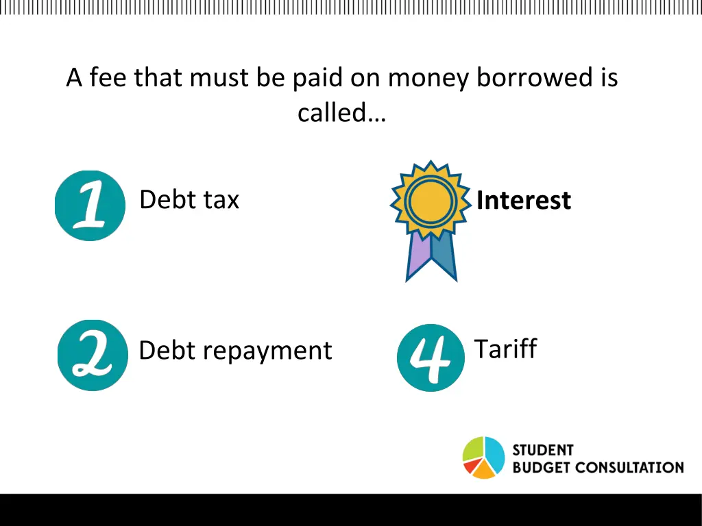 a fee that must be paid on money borrowed 1