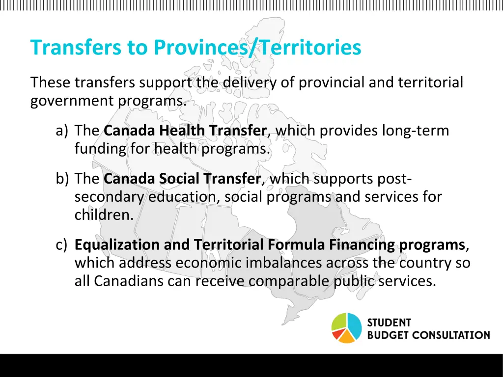 transfers to provinces territories