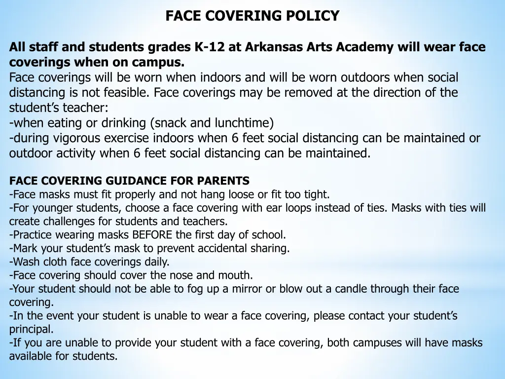 face covering policy