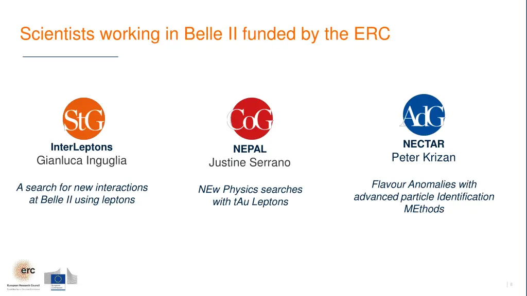 scientists working in belle ii funded by the erc