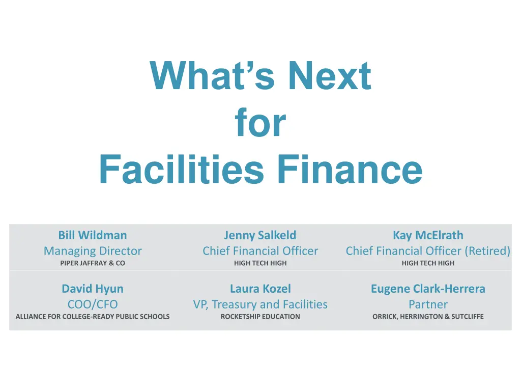 what s next for facilities finance
