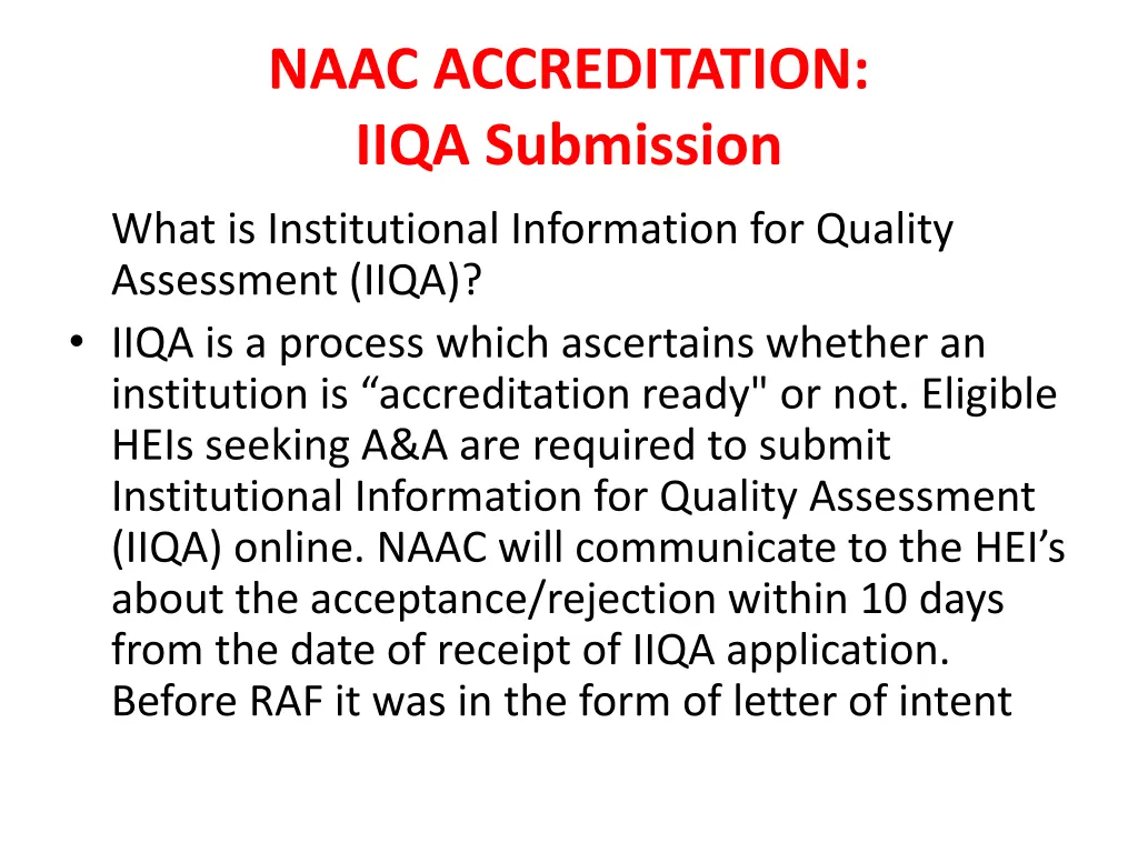 naac accreditation iiqa submission