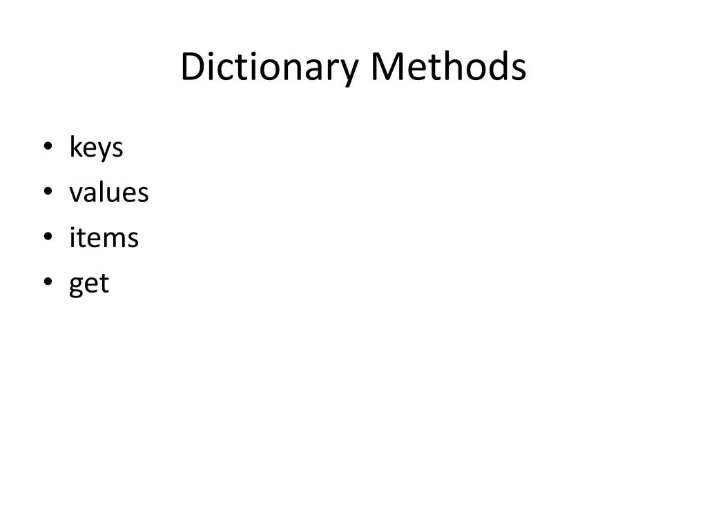 dictionary methods