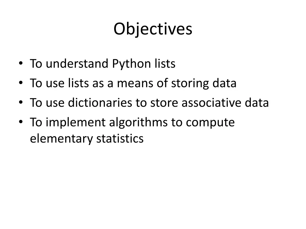 objectives