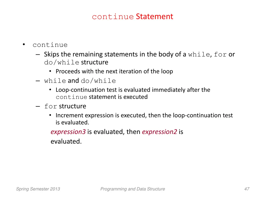 continue statement