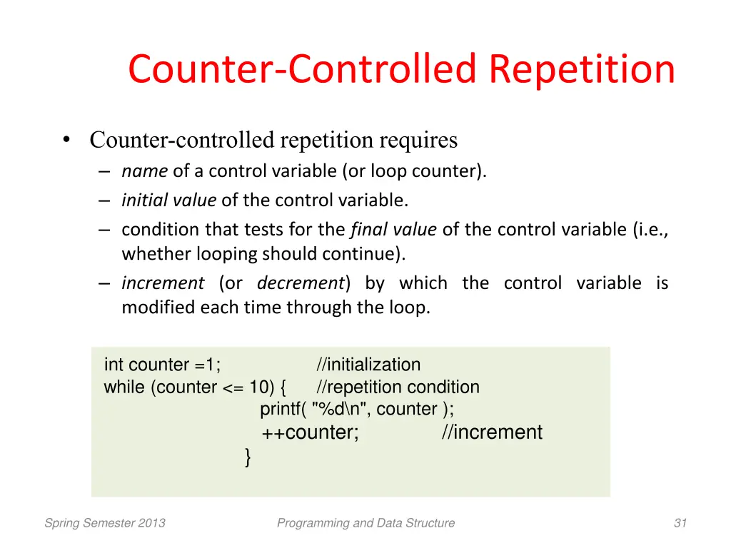 counter controlled repetition