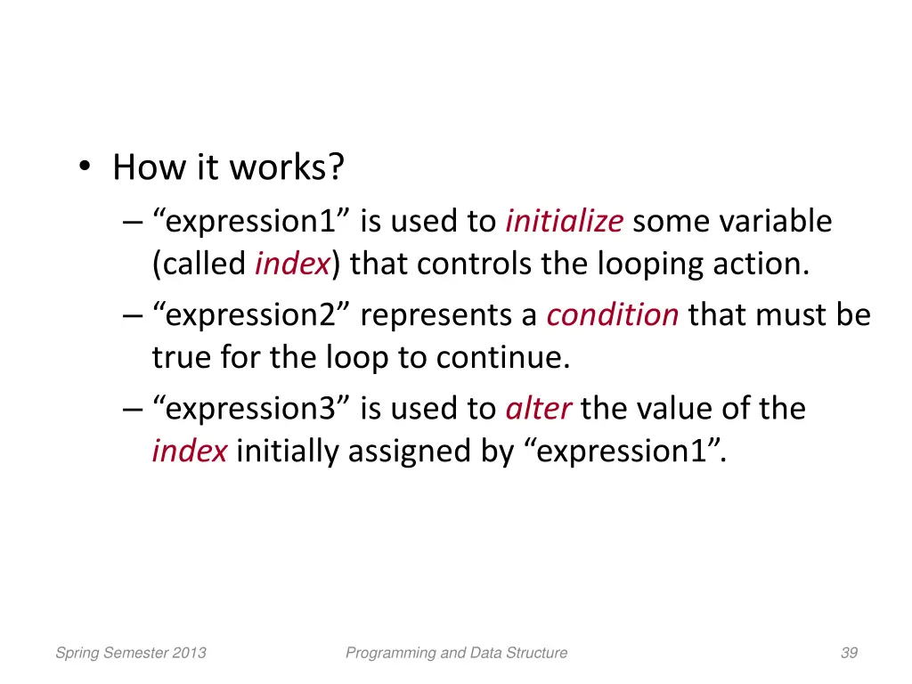 how it works expression1 is used to initialize 1
