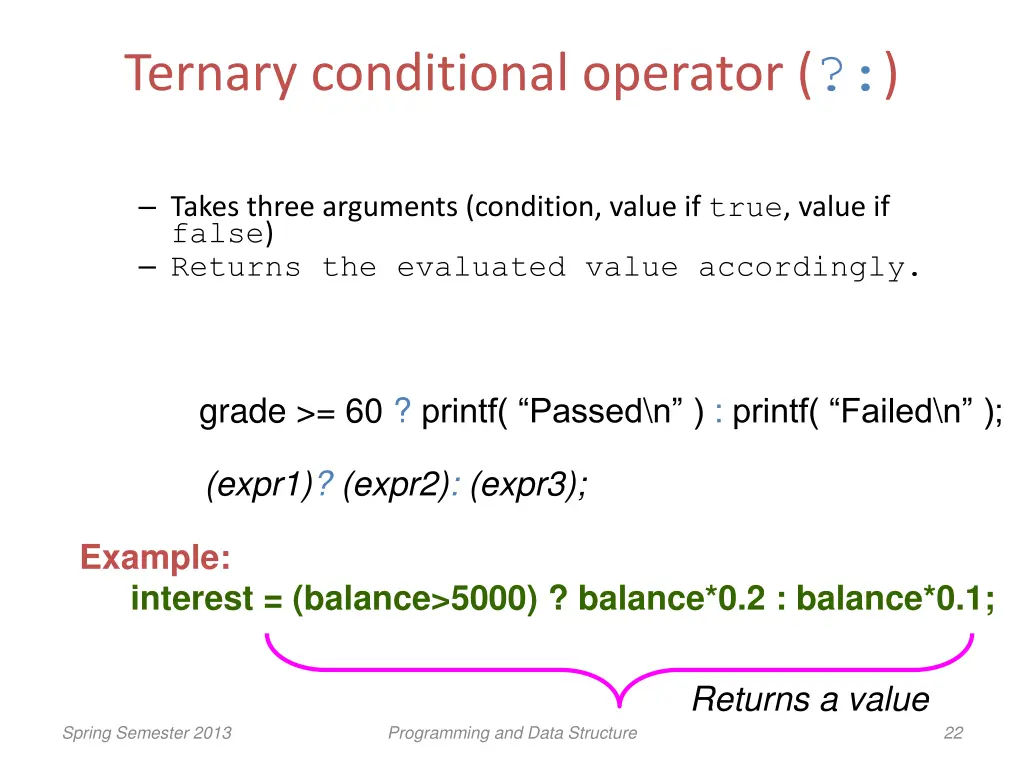 ternary conditional operator