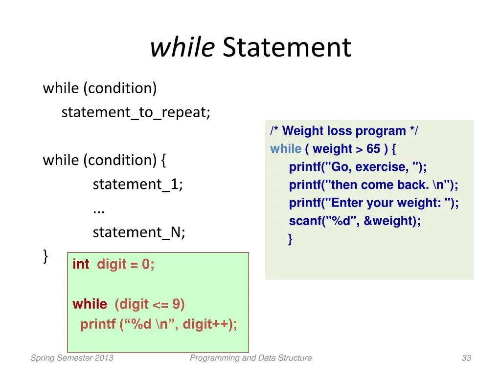 while statement