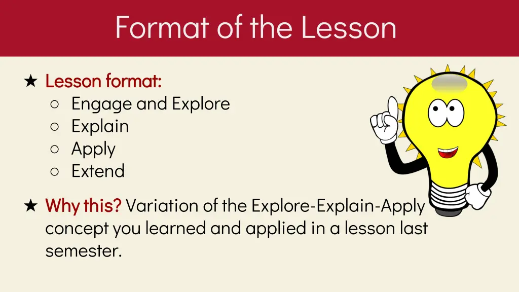 format of the lesson
