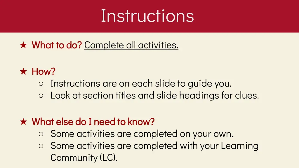 instructions