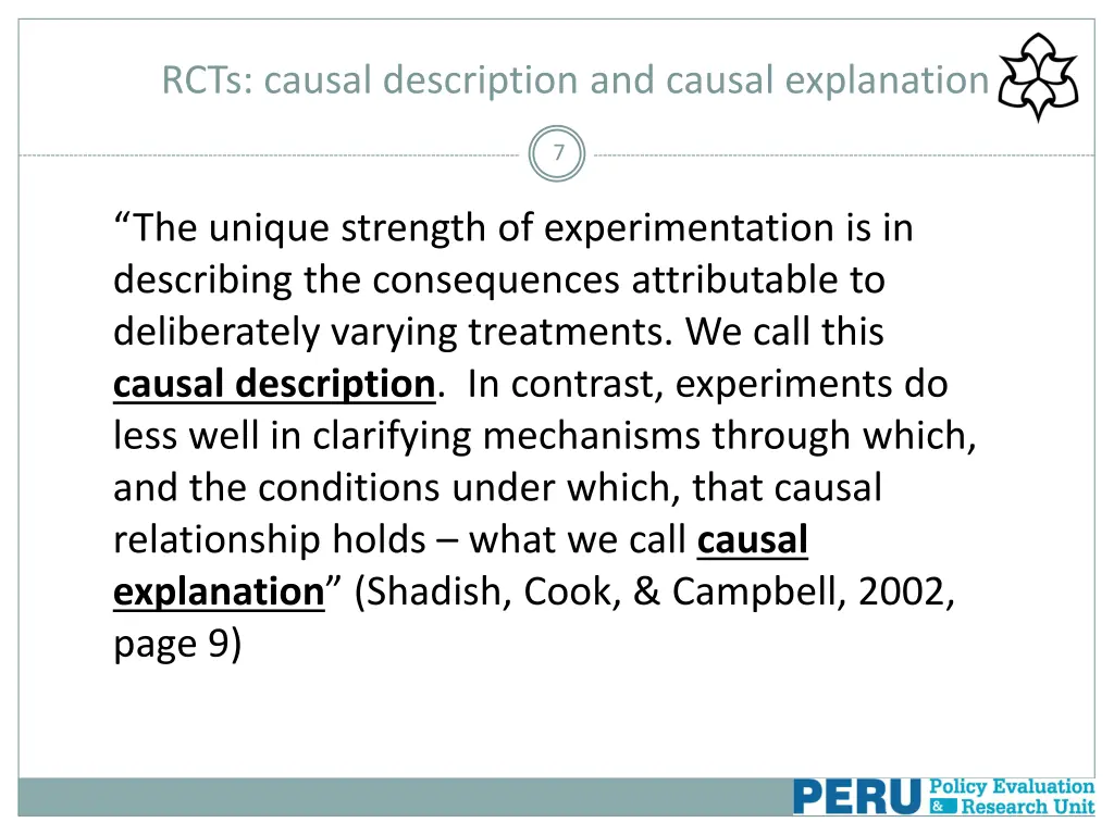 rcts causal description and causal explanation