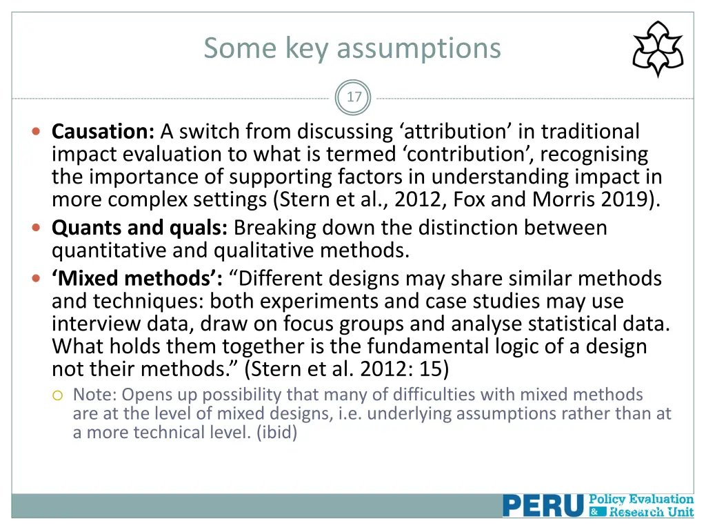 some key assumptions