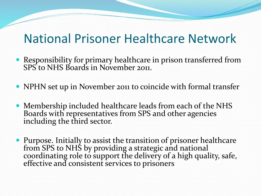 national prisoner healthcare network