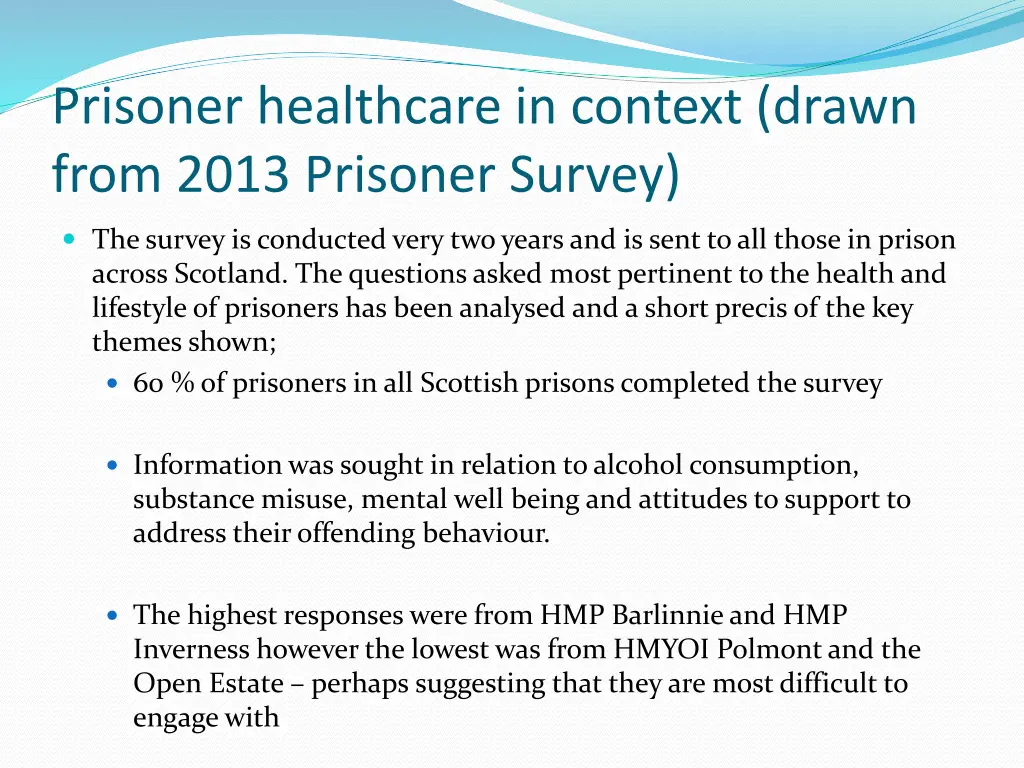 prisoner healthcare in context drawn from 2013