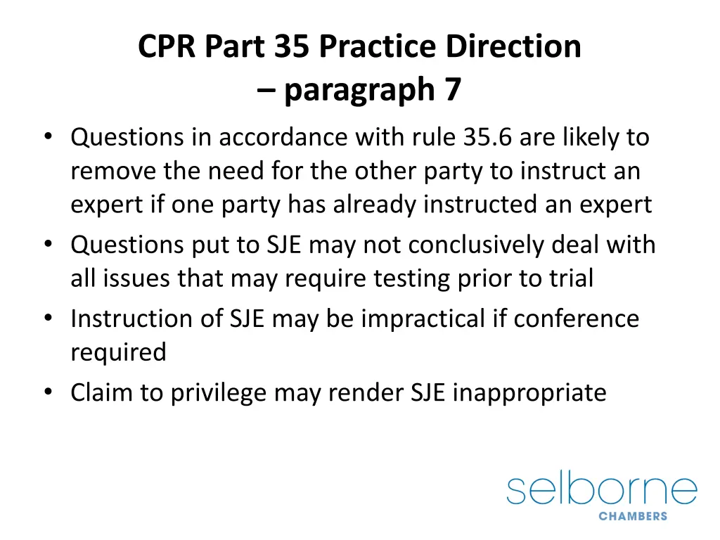 cpr part 35 practice direction paragraph 1