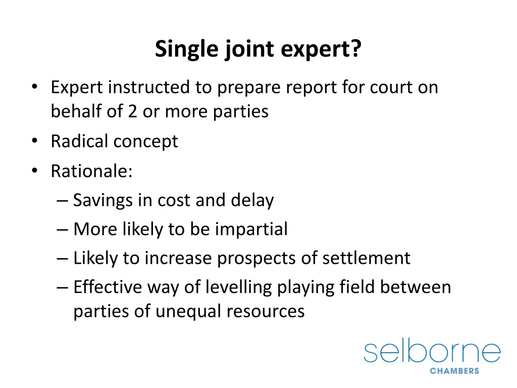 single joint expert