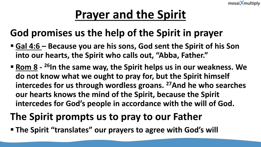 prayer and the spirit