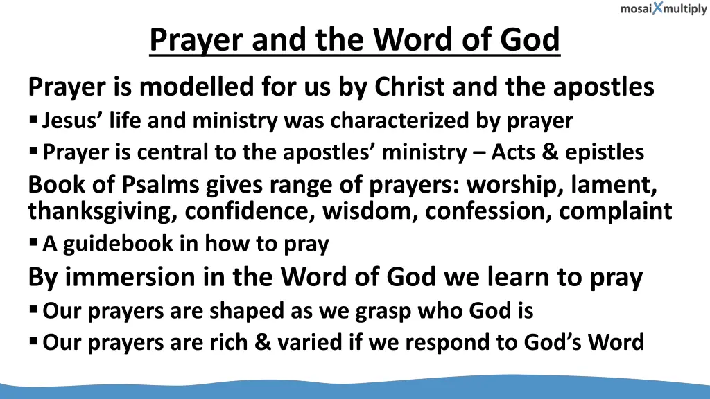 prayer and the word of god