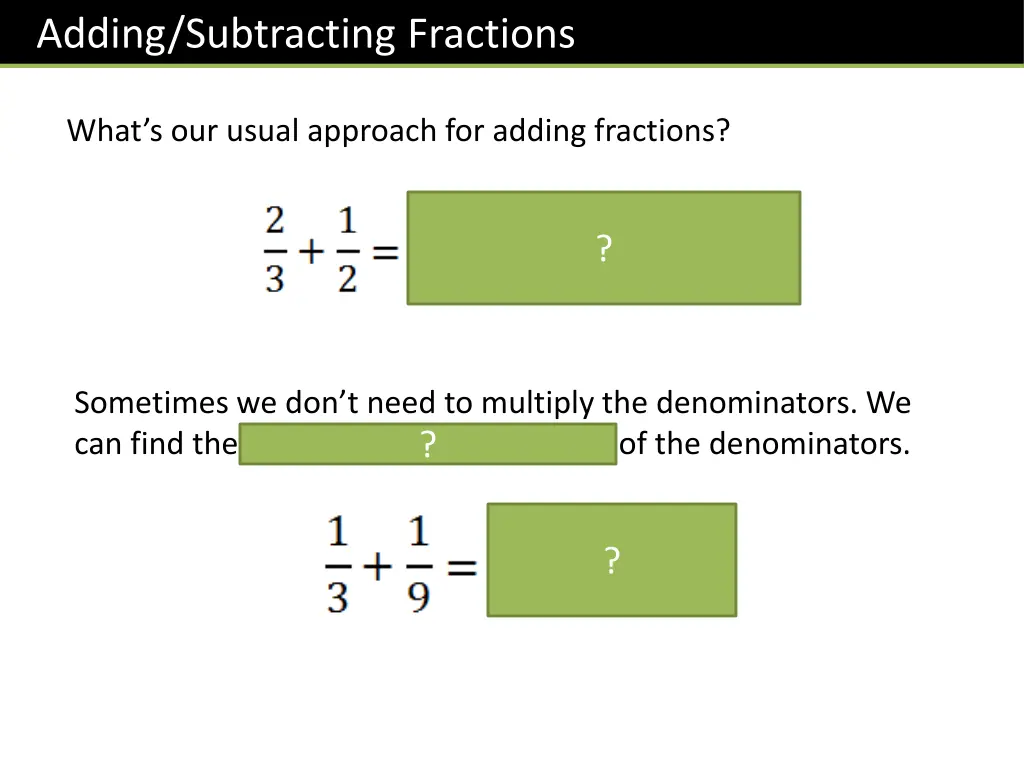 adding subtracting fractions
