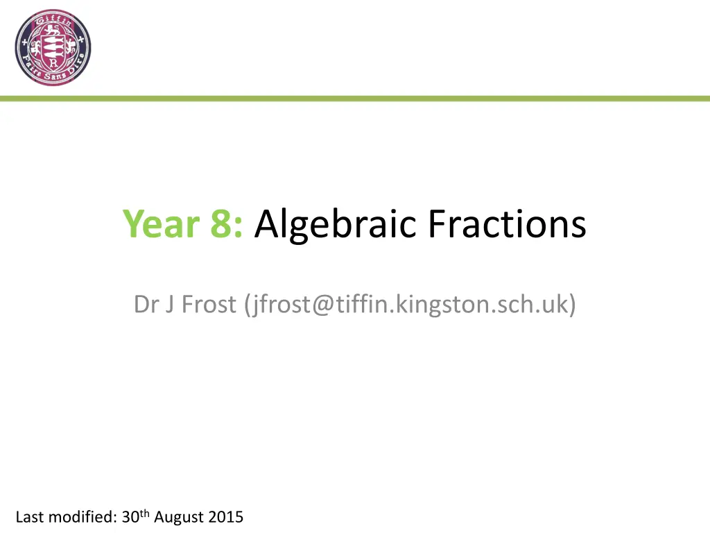 year 8 algebraic fractions