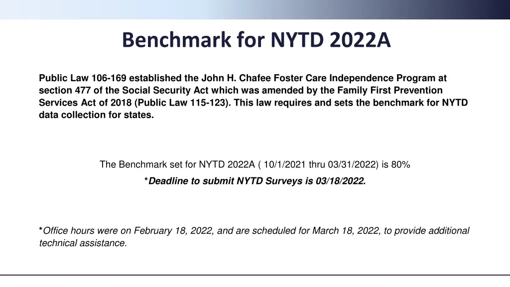 benchmark for nytd 2022a