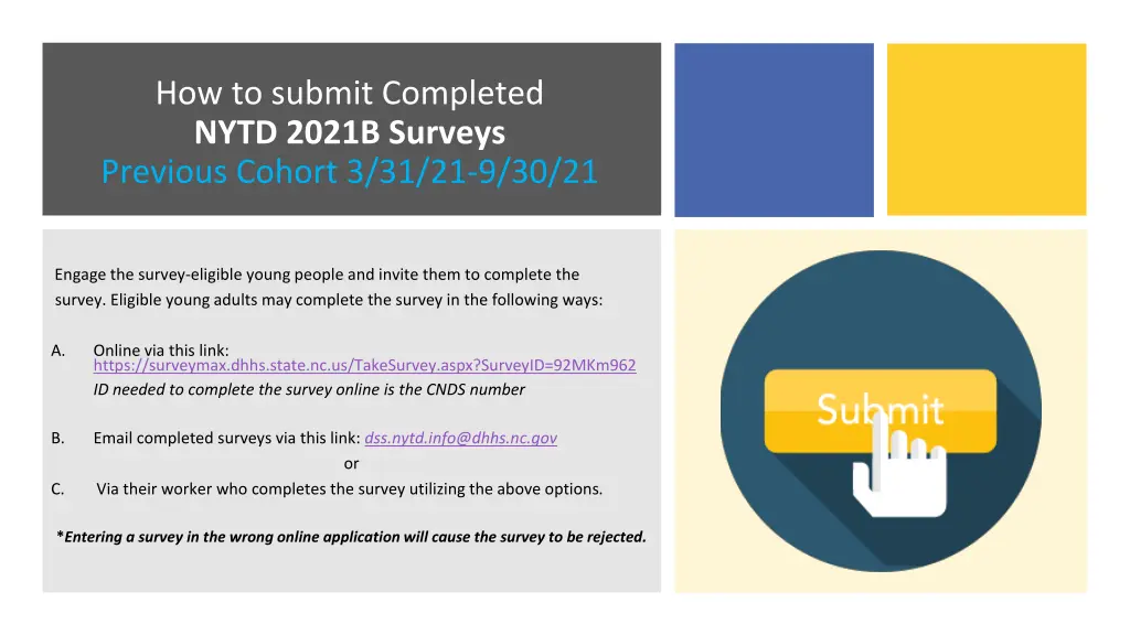 how to submit completed nytd 2021b surveys