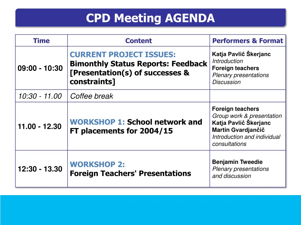 cpd meeting agenda