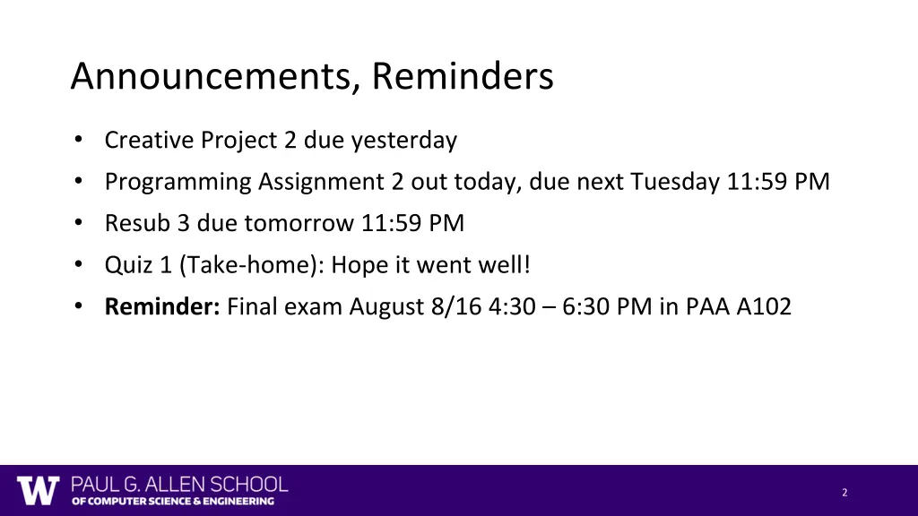 announcements reminders