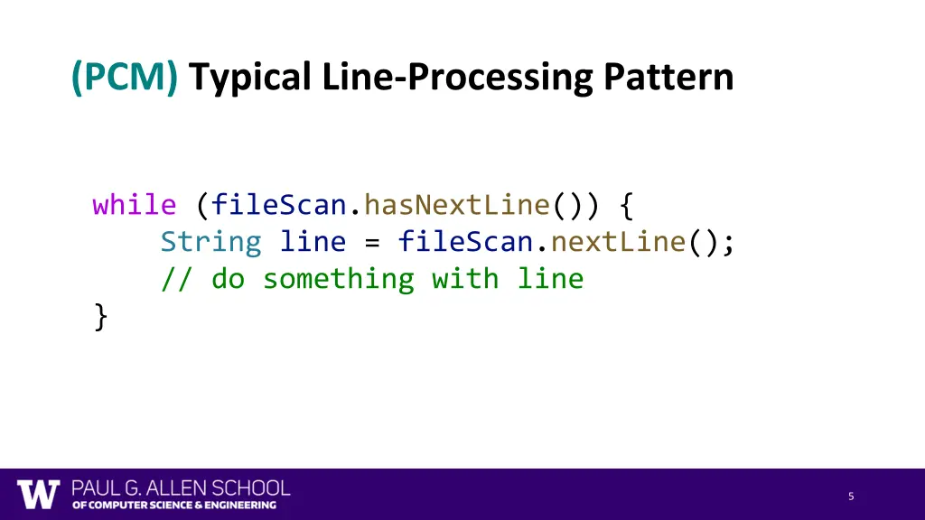 pcm typical line processing pattern