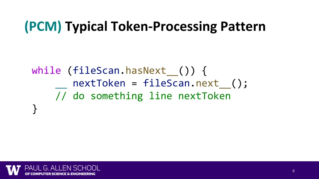 pcm typical token processing pattern