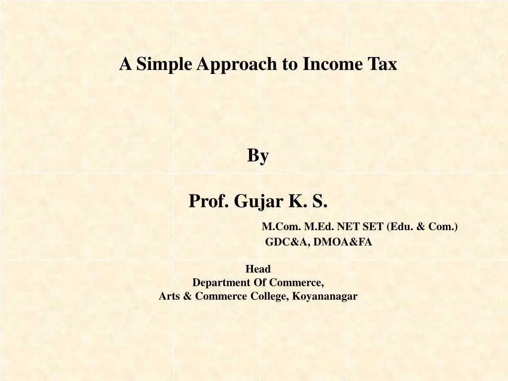 a simple approach to income tax